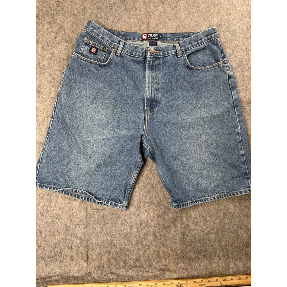 VINTAGE Chaps Ralph‎ Lauren "NewDarkStone 99" Denim Blue Jean Shorts Men's Sz 38